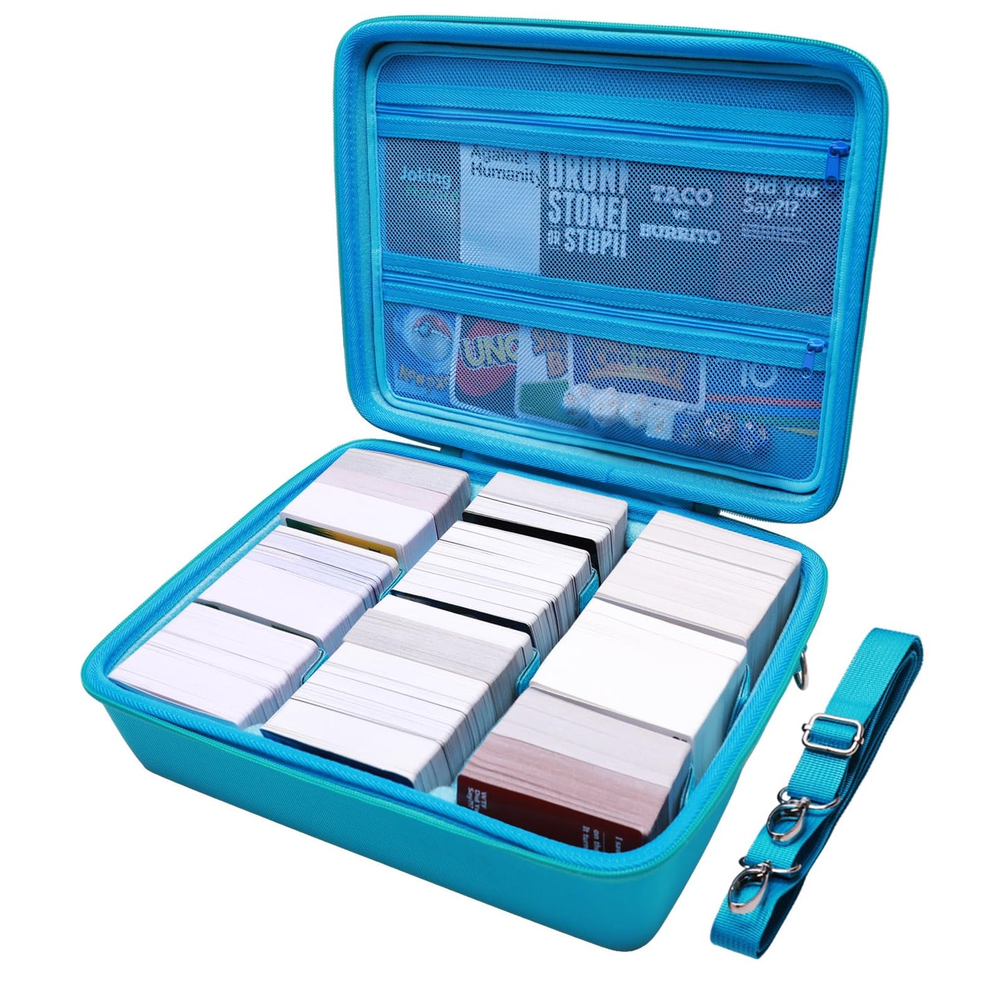 Ltgem Game Card Travel Case,Compatibility Taco Cat Goat Cheese Pizza/Skyjo/Uno/Playing Card Against Humanity And Other Game Cards,This Card Box Can Hold 3000+Game Cards (Sky Blue)