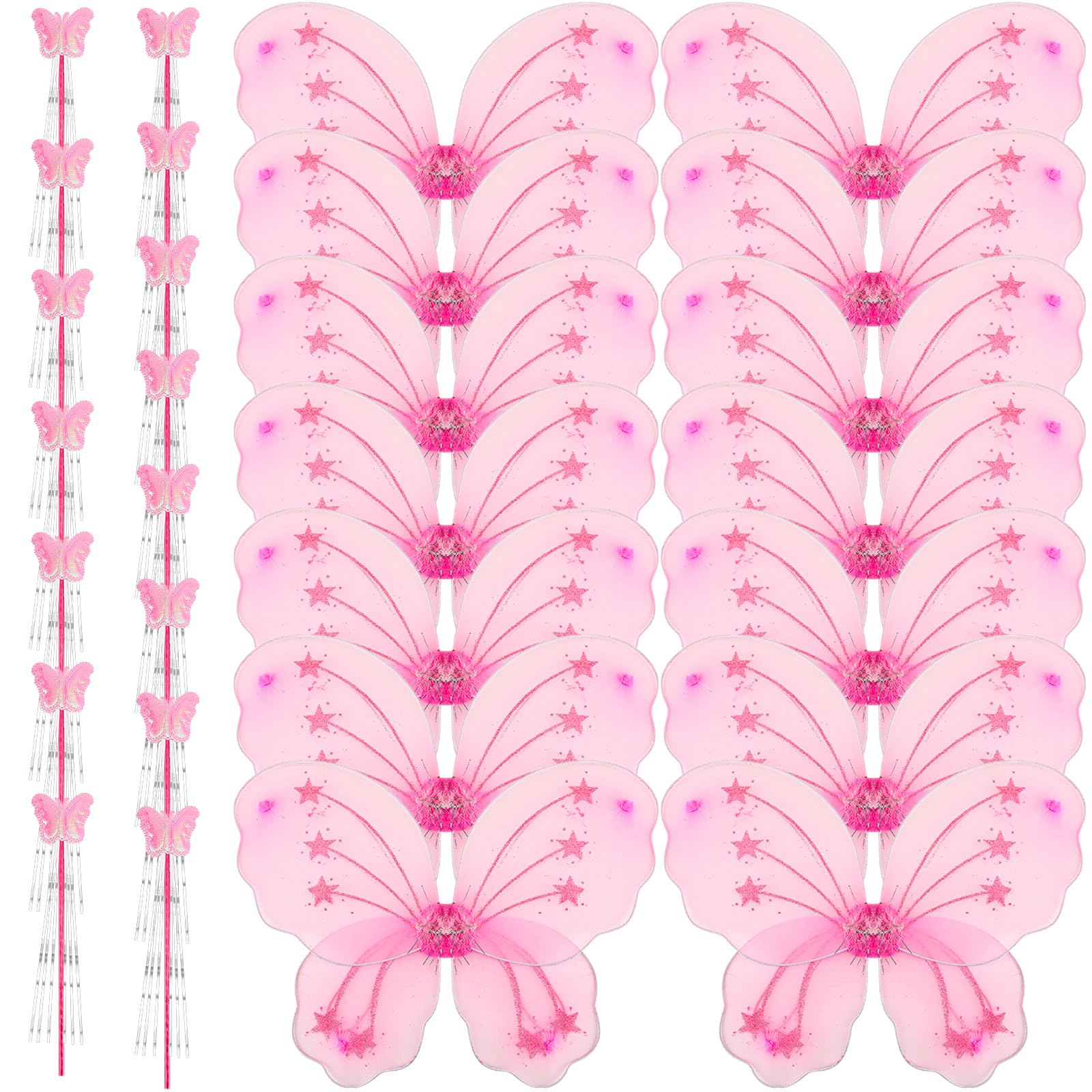 Chivao 15 Set Princess Fairy Wings Set 15 Pcs Butterfly Wings For Girls Butterfly Angel Wings 15 Pcs Fairy Wands Butterfly Costu