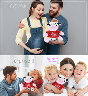 Dollibu I Love You Valentine Plush Cow - Cute Stuffed Animal With Red Shirt And Name Personalization Gift For Valentines Day, Bi