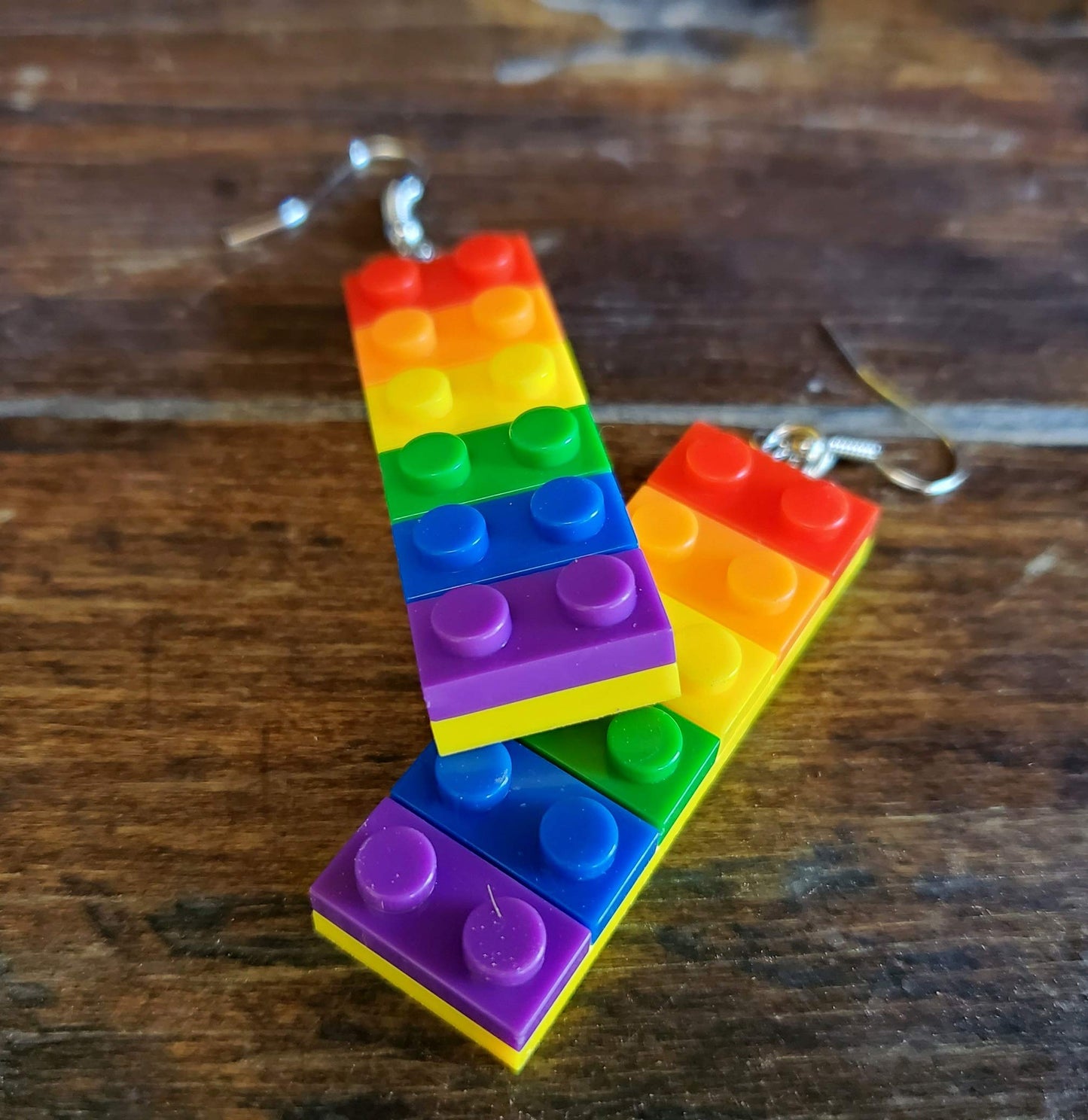 Long Colorful Lego Building Blocks Dangle Earrings By Pashal