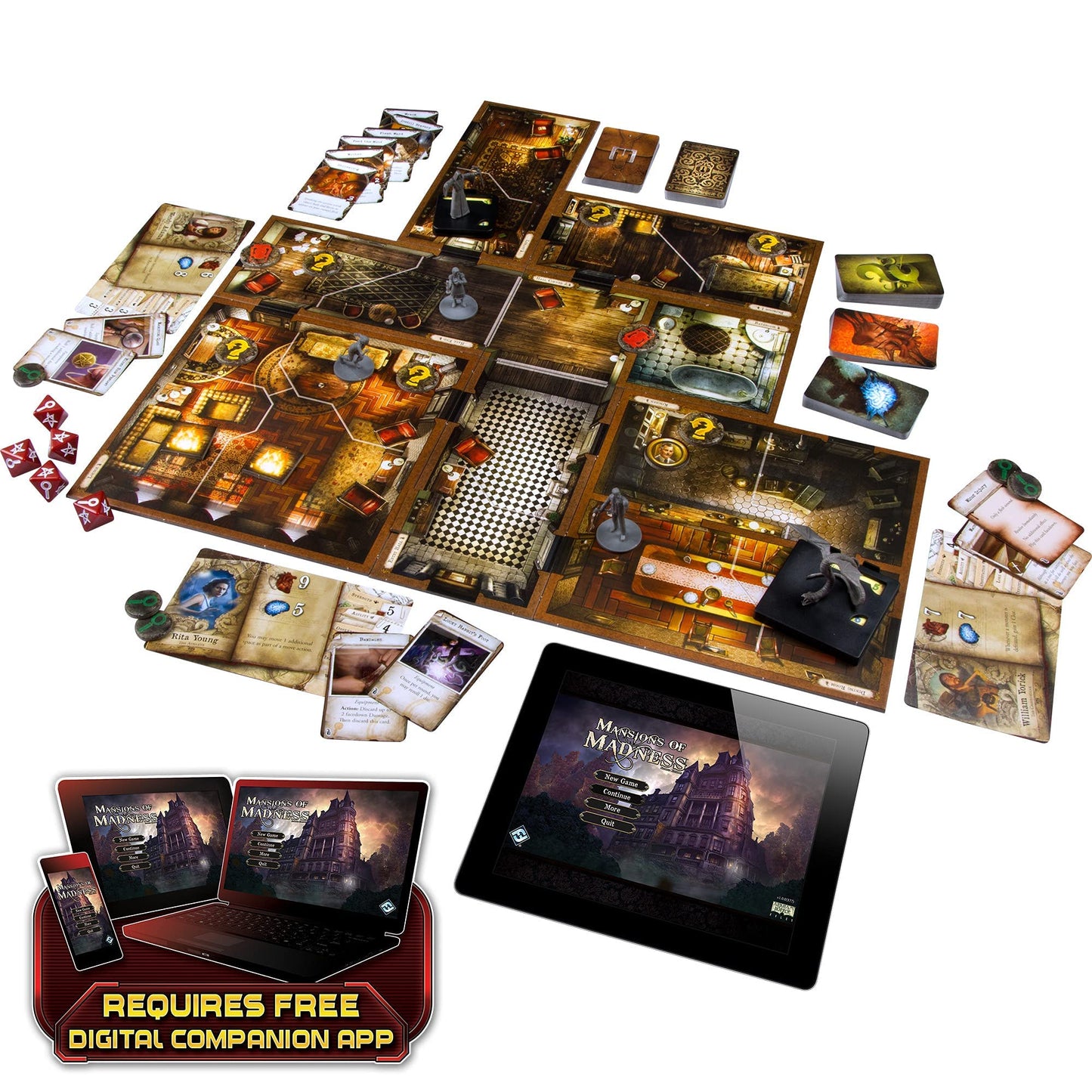 Fantasy Flight Games Mansions of Madness 2nd Edition Horror Board Game, Ages 14+, 1-5 Players, Multi, Standard Size, Model MAD20