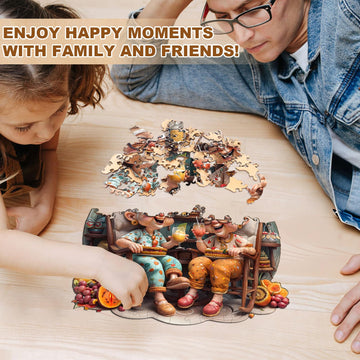 Jigfoxy Wooden Puzzle for mature-themeds  Happy Grandmas Jigsaw Puzzles for mature-themed  Unique Animal Shape Wood Cut Puzzles  Christmas Thanksgiving Gifts for Friends Family (L-13.4 * 13.4in-300pcs)