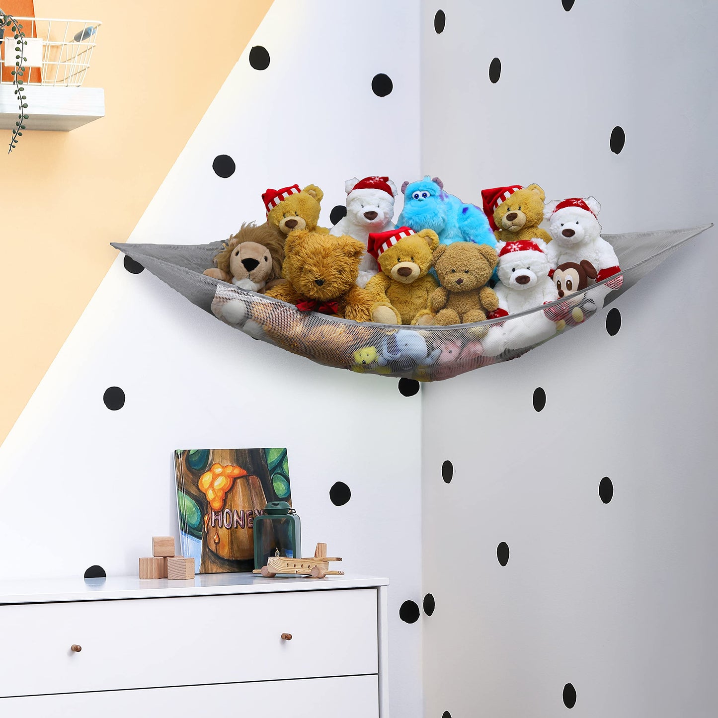 Simple Houseware 2 Pk - Stuffed Animals Jumbo Toy Storage Hammock, Grey