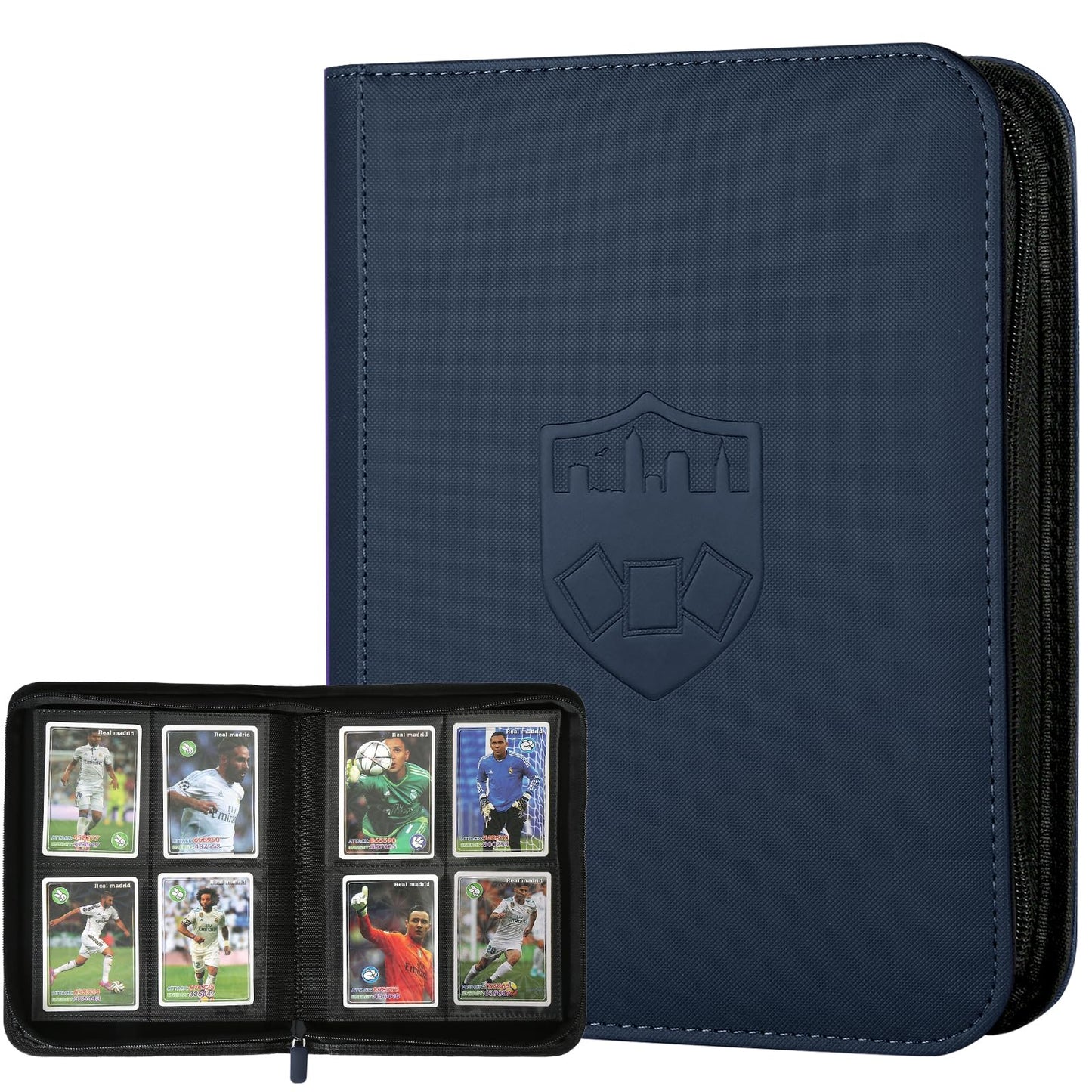 Trading Card Binder 4 Pocket  GERMUN PU Cover Card Binder for 160 Cards  enhanced Trading Card Holder Folders  Double Sided Pocket Card Album for MTG  TCG (Blue)