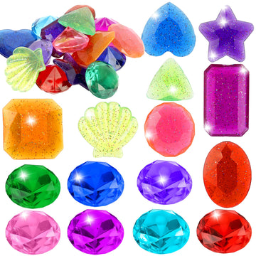 Diving Gem Pool Toys, Diving Gems For Pool For Kids, 16 Big Colorful Diamond Pirate Treasure Summer Underwater Gemstone Swimming