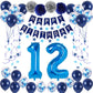 Naninuneno 12Th Blue Birthday Party Decorations For Boy Girl Men Women, Happy 12 Birthday Balloons Supplies With Happy Birthday