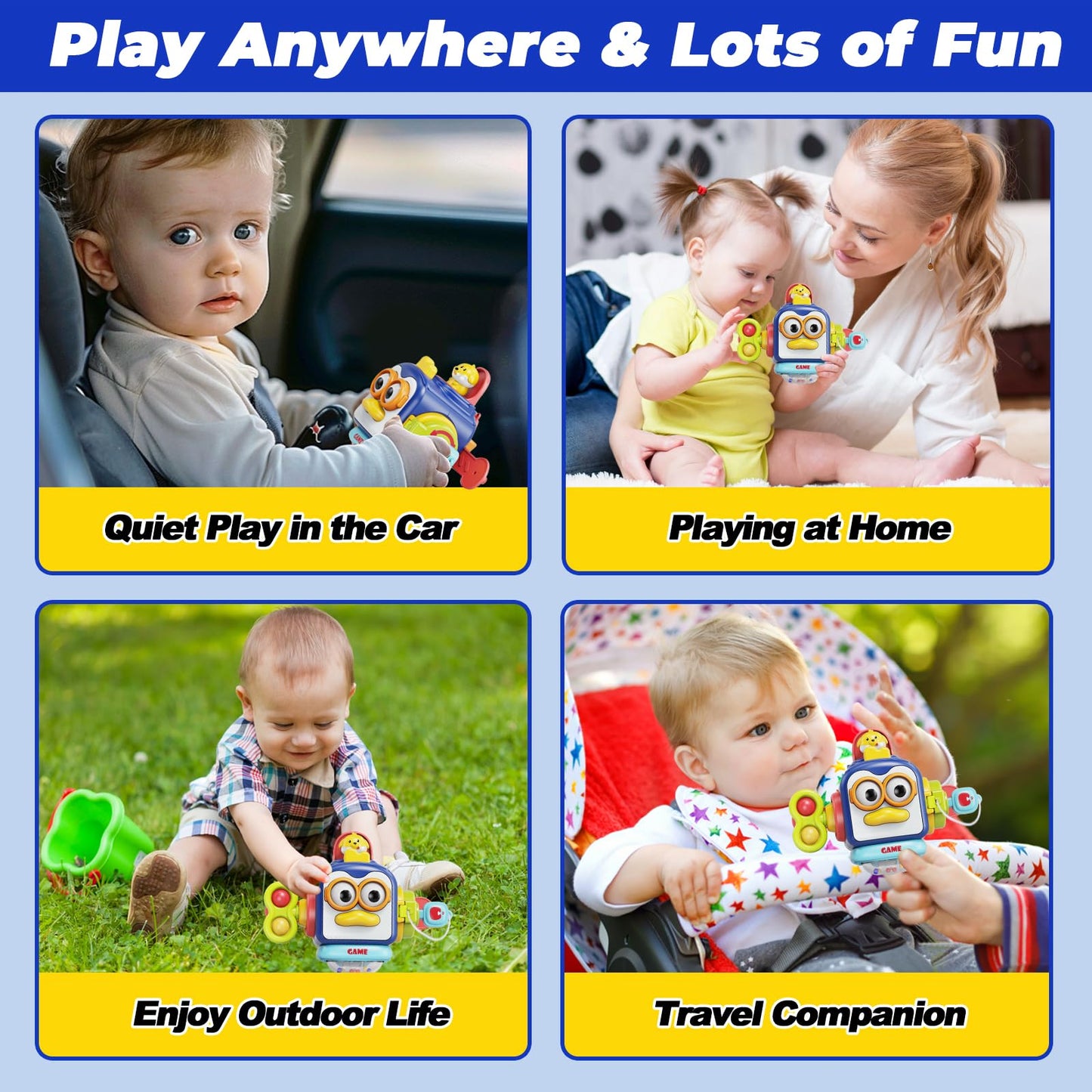 Moontoy Activity Busy Cube Toddlers 1-3, Sensory Montessori Toys For 1 Year Old Boy Baby Toys 12-18 Months Stocking Stuffers, Airplane Travel Fidget 1St Birthday Valentines Gift Easter Basket Stuffers