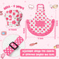 R HORSE Kid Apron and Chef Hat Set - 2Pcs Adjustable Children Pink Flower Kitchen Apron, Dress up Role Play Chef Toy Cooking Bak