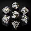 UDIXI Gemstone Dice Set DND, 7PCS Natural Snowflake Stone D&D Dice Set with Leather Gift Case for Dungeons and Dragons Table Gam