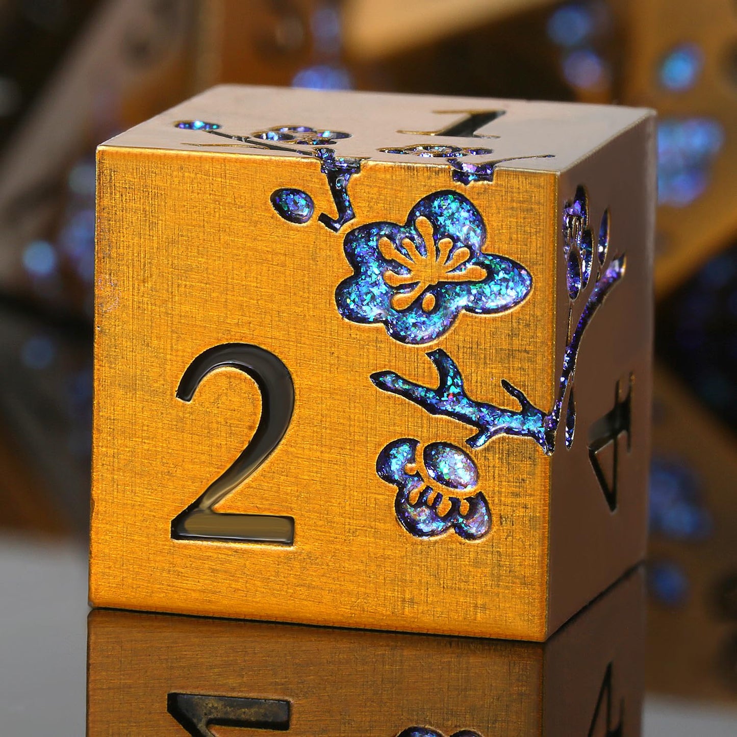 Metal Dice Flowers, 7 PCS Metallic Dungeons and Dragons Dice Set with Grogeous Gift Case for DND Dungeons and Dragon Tabletop Ga