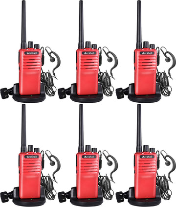 Arcshell Rechargeable Long Range Two-Way Radios With Earpiece 6 Pack Arcshell Ar-7 Walkie Talkies Li-Ion Battery And Charger Inc