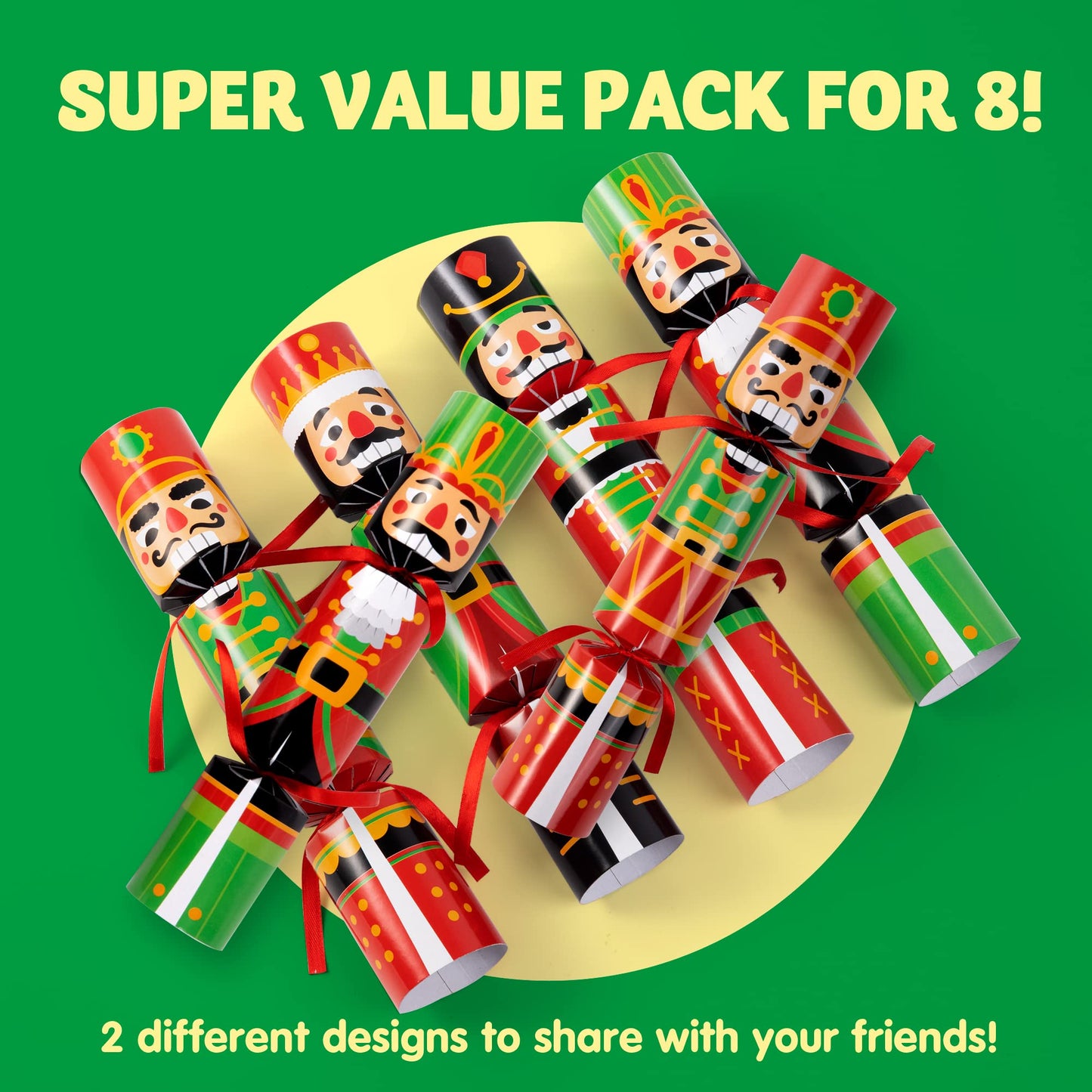 JOYIN 8 pcs Christmas Party Table Favor, No Snap Party Table Favor with Nutcracker Design for Christmas Holiday Traditions, Xmas