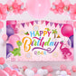Sumind Dinosaur Happy Birthday Backdrop, Dinosaur Party Background Boy/Girl Gaming Banner For Decoration, Baby Showers And Photo Prop (Pink)