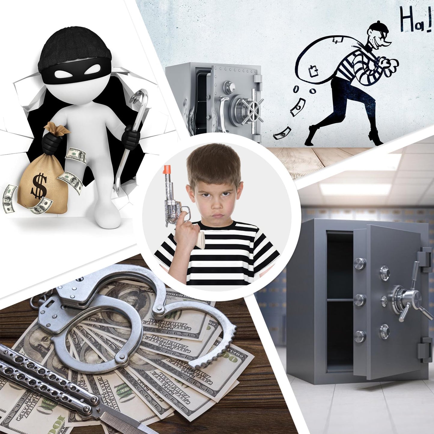 Prebene Pugsley Addams Shirt, Boys Striped T Shirt, Kid'S Halloween Costumes, Mime, Bank Robber T-Shirts Black White