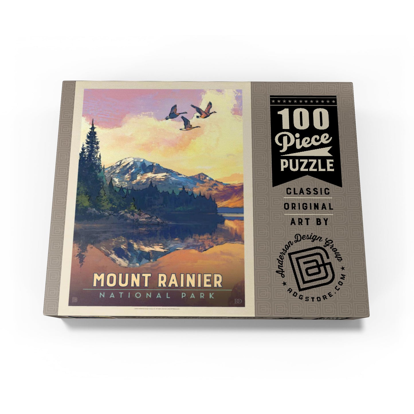 Mypuzzle Mount Rainier National Park: Daybreak, Vintage Poster - Premium 100 Piece Jigsaw Puzzle For Adults