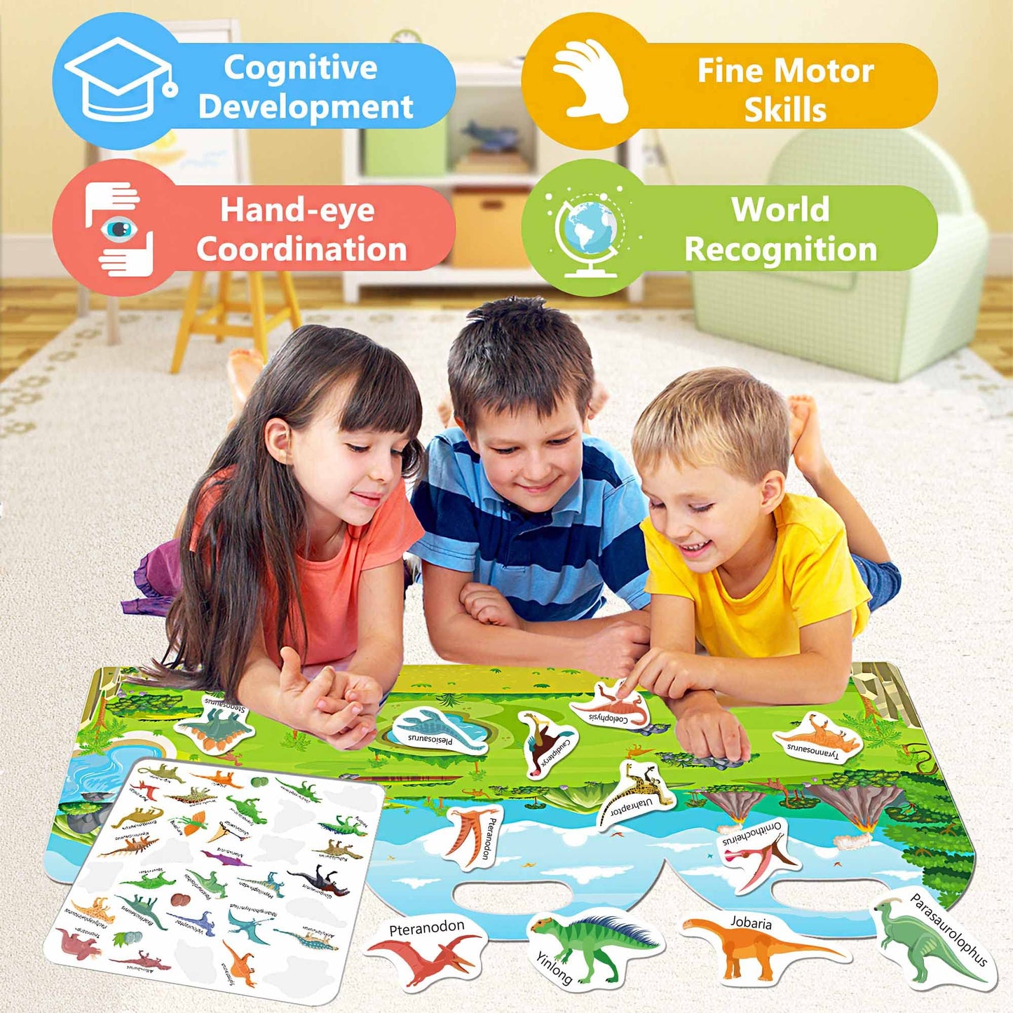 Igetooy Reusable Sticker Books For Kids, Sticker Books For Toddlers 2-4 Years, Airplane Travel Essential For Kids, Stickers For Kids 2 3 4 5 6 Year Old Girls Boys (Dinosaurs)