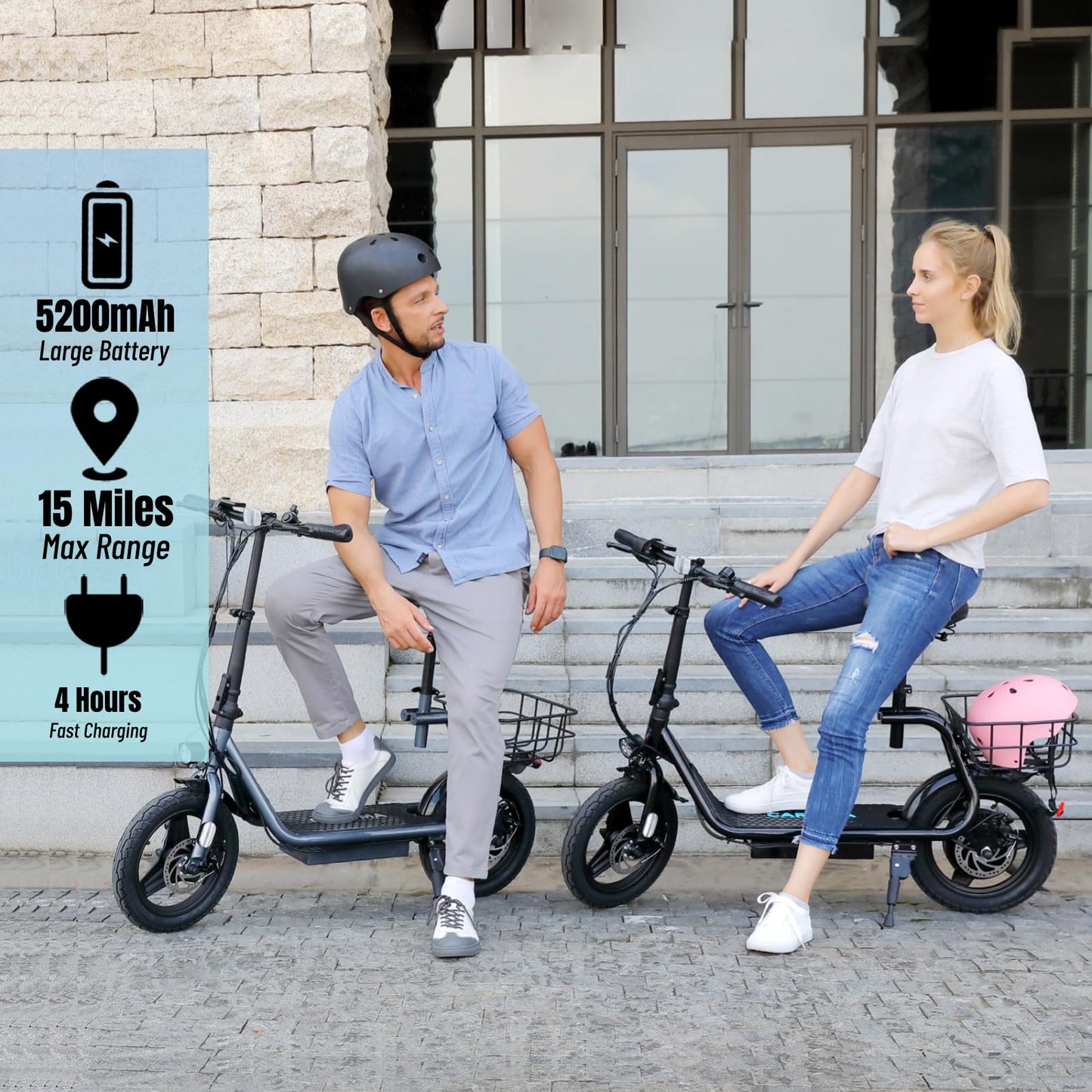 Caroma Peak 560W Electric Scooters For Adults, 14'' Tire,188Wh Battery, 15Miles Range, 20Mph Top Speed, Adjustable Electric Scoo