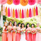 Hot-Pink Orange Fall Party-Decorations Tassel-Garland - 15pcs Groovy Baby-Shower Birthday Wedding Bridal Tassel, Autumn Thanksgi