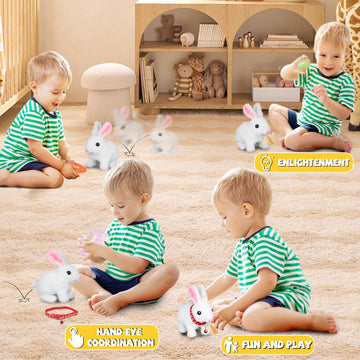 Bunny Plush With Jumping Action, Wiggling Ears, And Twitching Nose, Perfect Easter, Christmas & Birthday Gift For Kids Aged 3-6 – Bunny Toys For Kids, Rabbit Stuffed Animal With Sounds And Movements