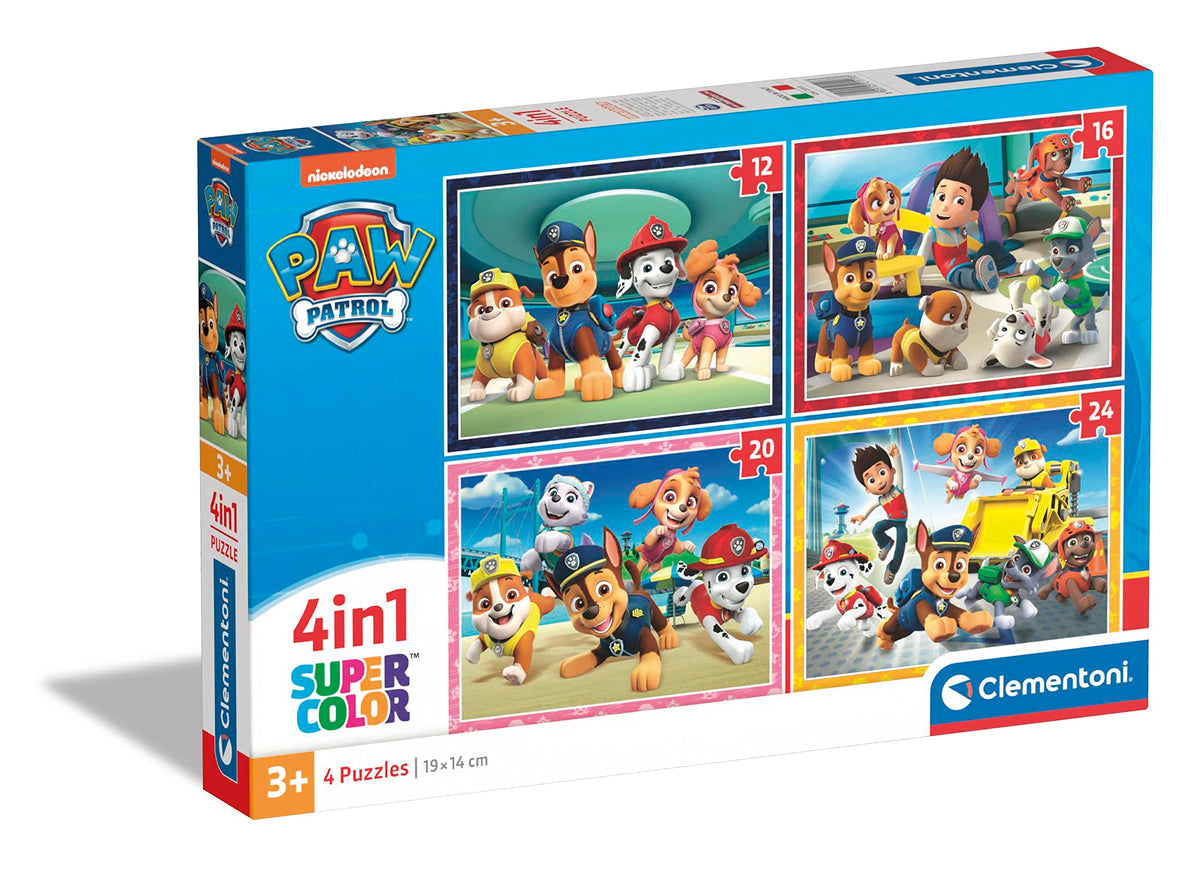 Clementoni  21513  Supercolor Puzzle  Paw Patrol  4 Puzzles of 12,16,20 and 24 Pieces  Puzzle Children 3 Years, Cartoon Puz