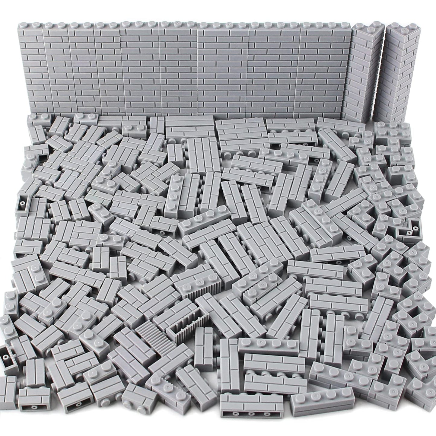 Feleph 260 Pieces Masonry Profile Bricks Set Building Blocks For Wall Parts And Pieces Diverse Bulk Toy Kit Compatible With Major Brands (Gray)