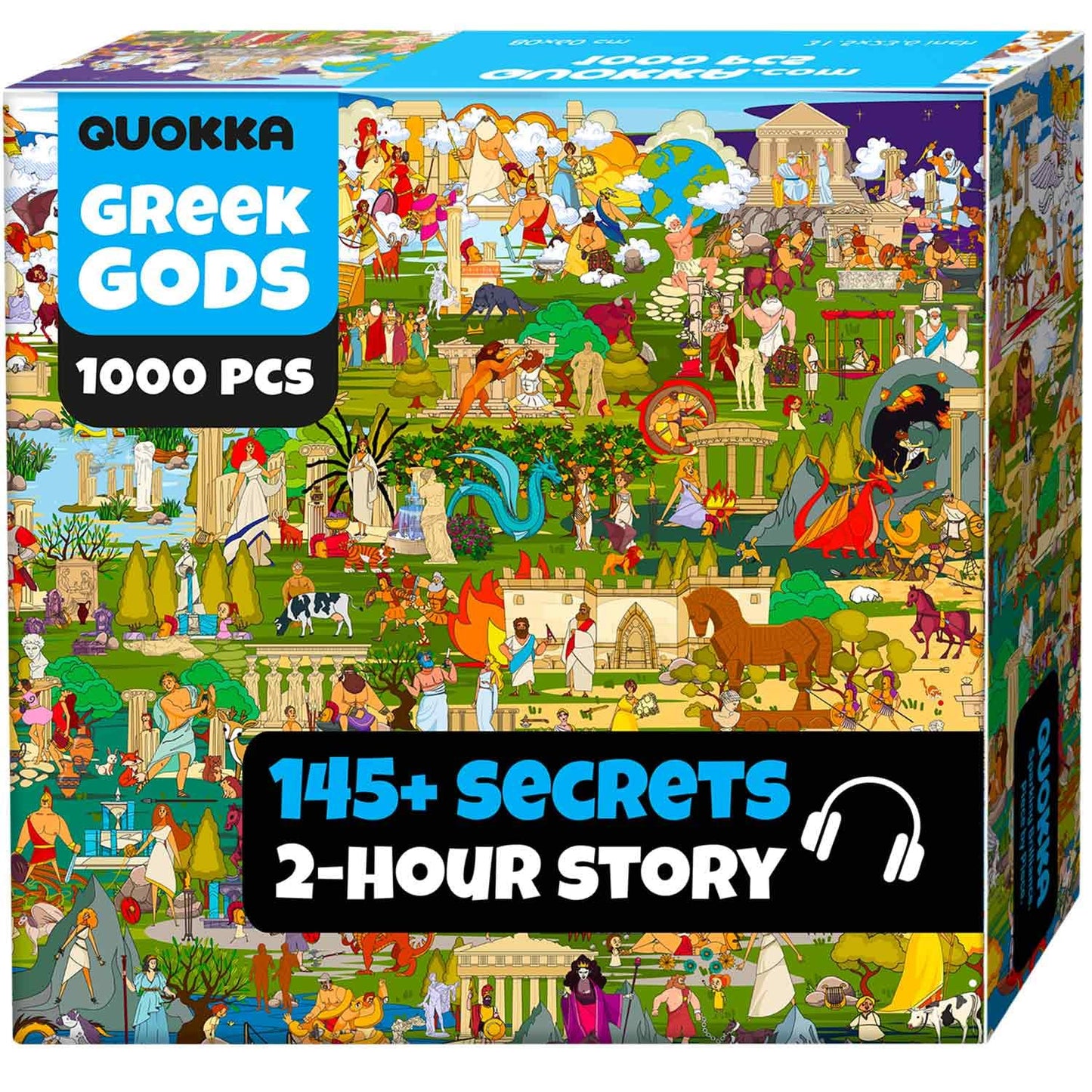 QUOKKA 1000 Piece Puzzle for mature-themeds Greek Gods - mature-themed Puzzles with Secret Tasks & Immersive Audio Story of Ancient Myths and Legends for Deep Relaxation for Challenge Puzzle Lovers