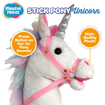 Stick Horse | Plush Handcrafted Hobby Horse Stick Pony Provides Fun Pretend Play for Toddlers & Preschoolers | Handsewn, Sturdy