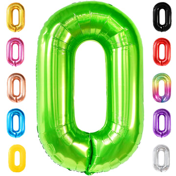 Giant, Light Green 0 Number Balloons - 40 Inch | Pair 0 Digit Balloon To Other | Light Green 0 Balloon For Birthday Party Supplies | Light Green Number 0 Balloon For Jungle Theme Birthday Decorations