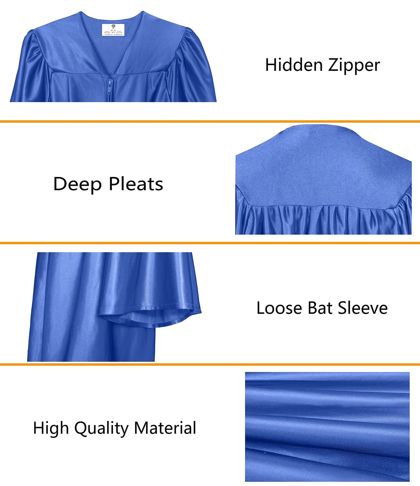 Gradplaza Shiny Choir Robe Kindergarten Preschool Graduation Gown Shiny Graduation Gown For Kids Royal Blue Size 24