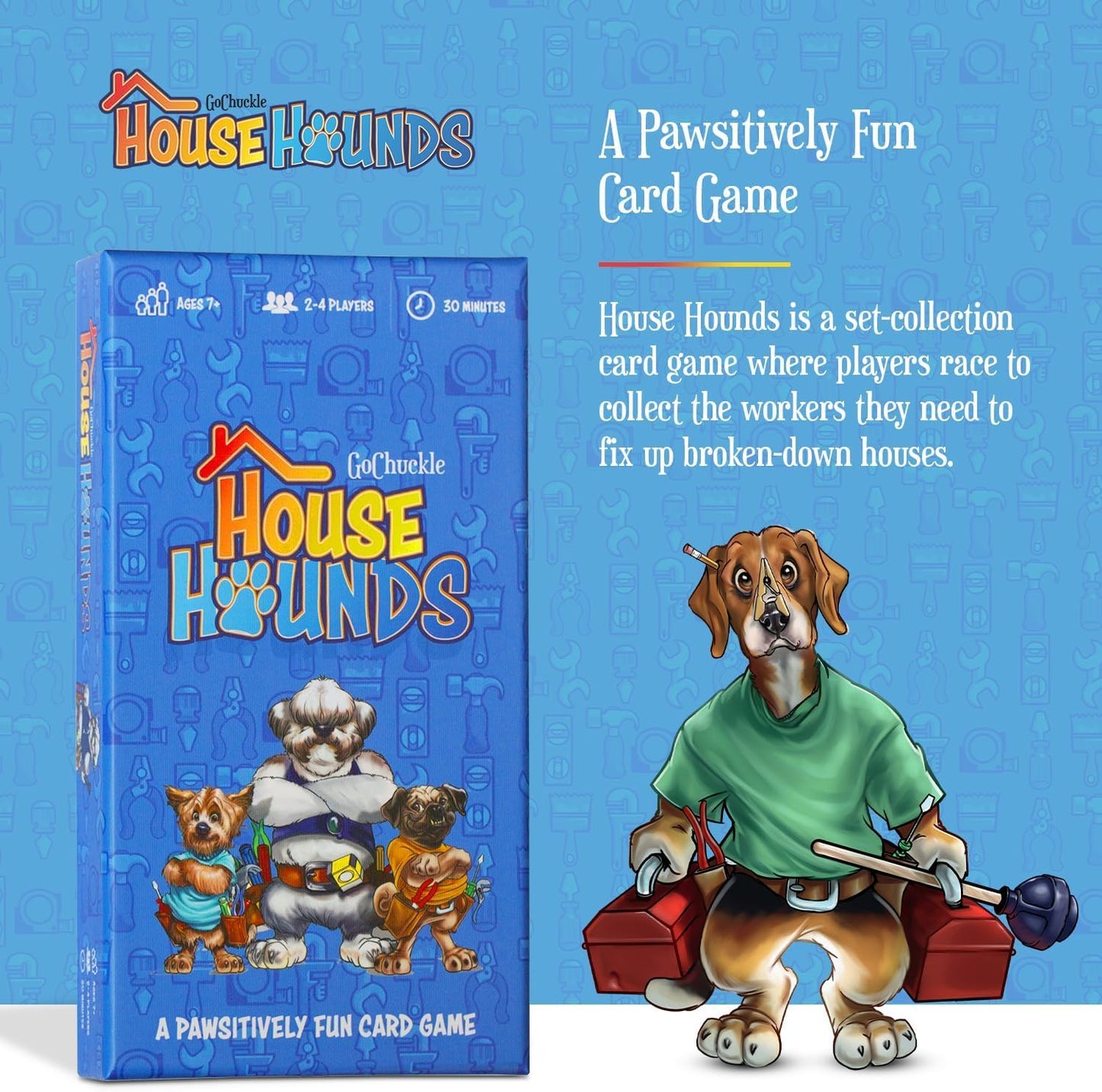 GoChuckle House Hounds Set Collection Card Game - A Race to Collect Workers Needed to Fix up Broken Down Houses, Strategy Game f