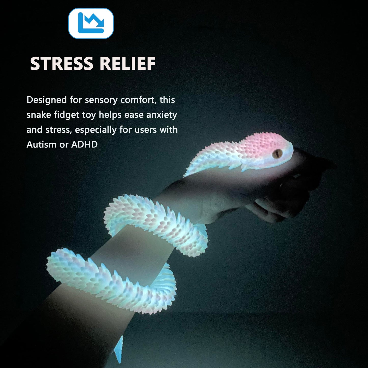 Uxbstm 30In 3D Printed Snake Toys Large, Flexible 3D Printed Animal, Fidget Adhd Snake Toys, Perfect Desk Pet For Animal Collect