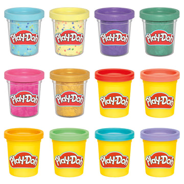Play-Doh 12 Pack Celebration Compound, Includes Confetti & Metallic Shine, Assort. Colors, Non Candy Halloween Handout Toys & Pa