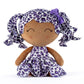 Gloveleya Doll Baby Dolls Soft Doll Baby Girl Gifts Curly Hair Brown Purple Leopard Dress Spring Girl 12Inches