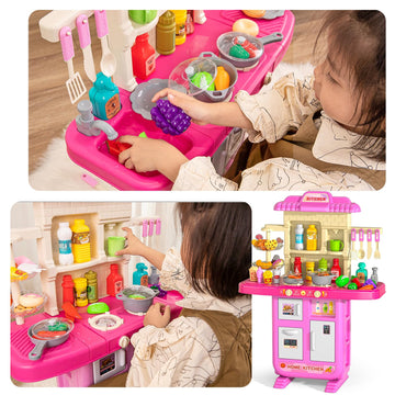 MSKOLER Pretend Play Kitchen Toy for Girls Age 3 4 5 6 7 8 - Toy Kitchen Accessories Food Toy for 3 4 5 6 Years Old Girls, Cutti