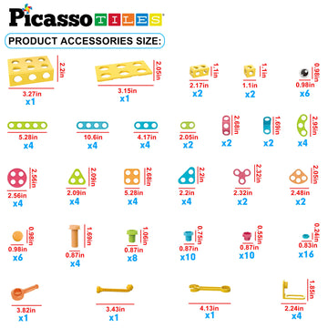 Picassotiles 115 Piece Building Blocks Set Kids Stem Toy Construction Engineering Sensory Toys Kit Block Children Early Educatio