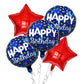 GRAND SHOP Happy Birthday Round and Star Foil Balloons Blue Red Set of 5 Pcs