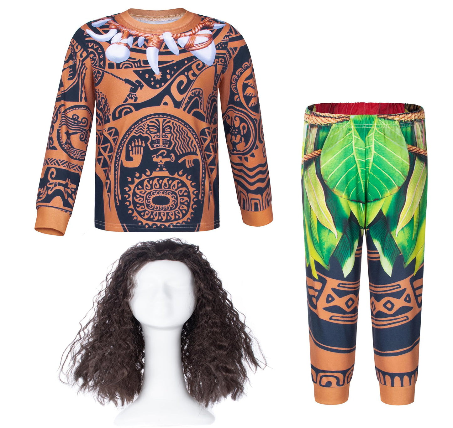 Mavoka Boys Costume Polynesia For Kids Halloween Party Cosplay 5-6T Brown