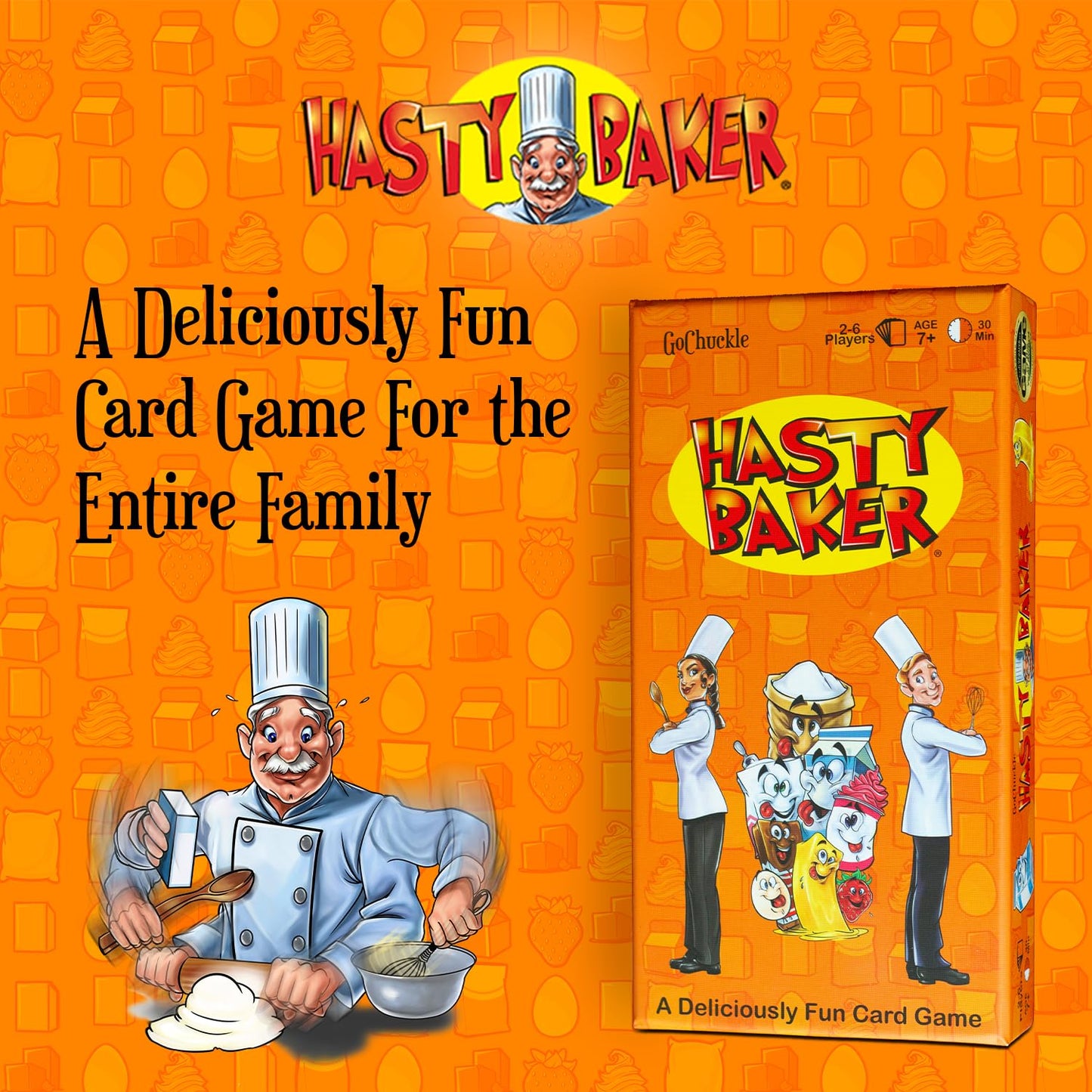 GoChuckle Hasty Baker Family Card Game - Cardboard, Clear, Ages 7+, 2-6 Players, Race to Collect Ingredients and Complete Recipes