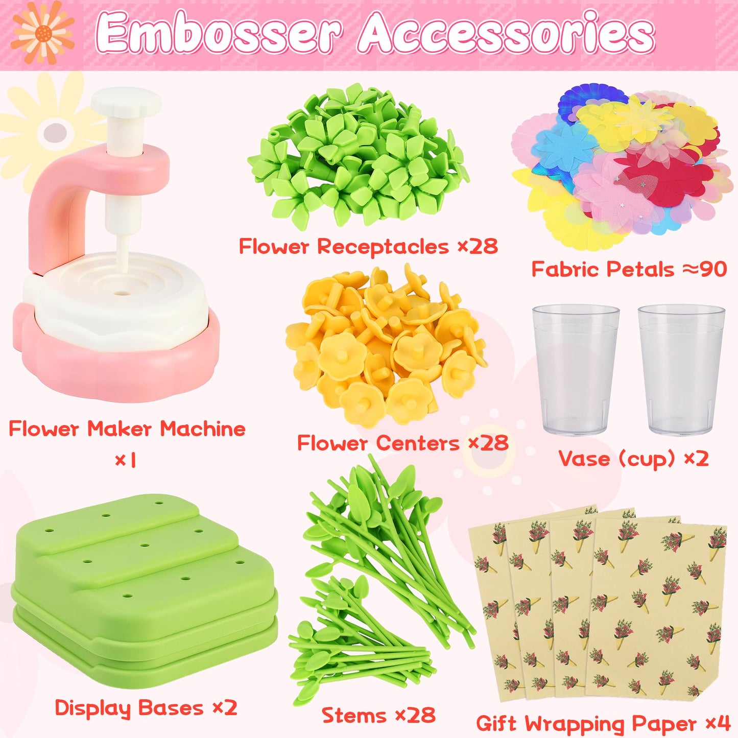 Fabric Flower Bouquet Arts Craft Kit for Kids Ages 3-12 | DIY Flower Market Toy | Educational STEM Activity, Birthday Christmas