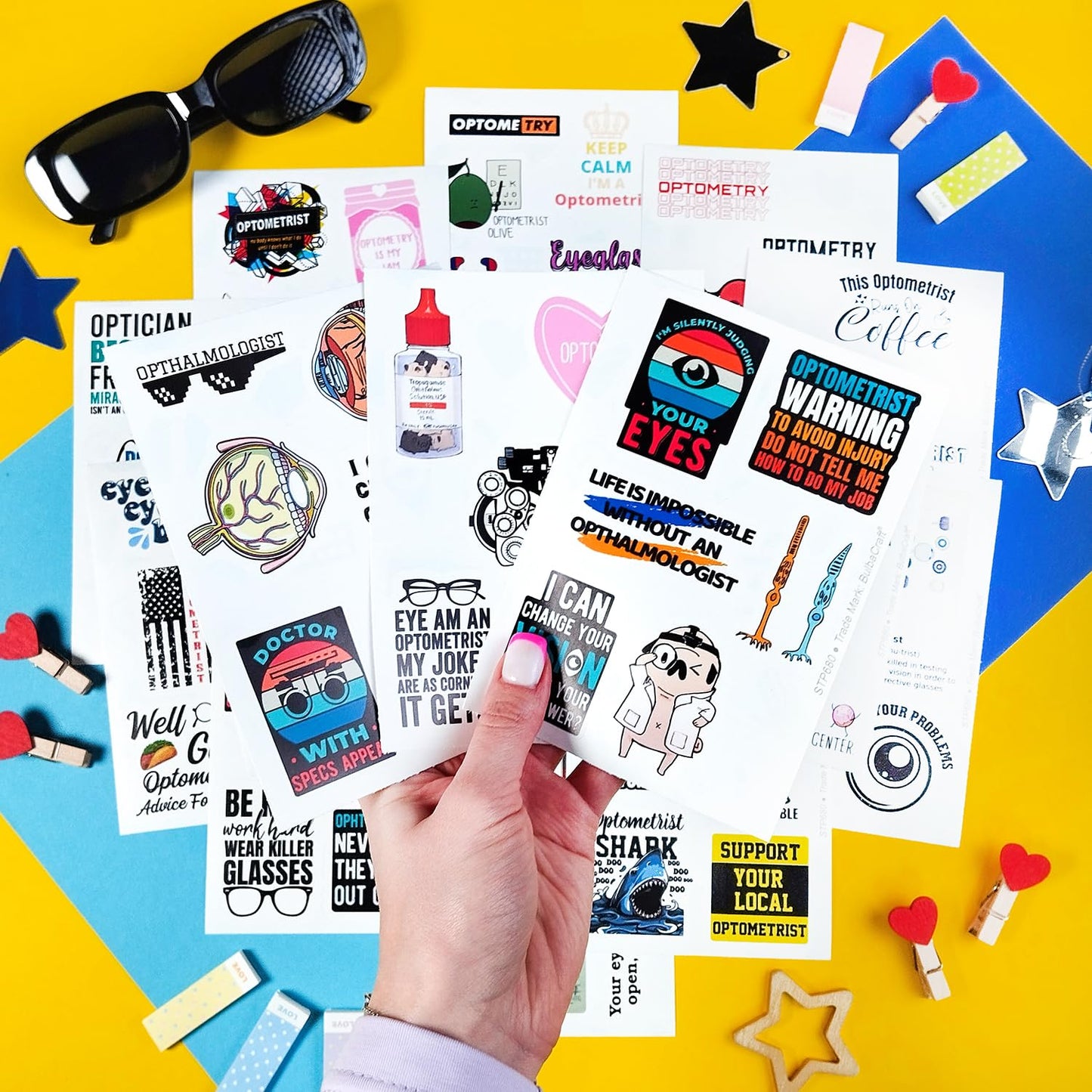 Bulbacraft 100Pcs Funny Eye Doctor Stickers, Optometrist Stickers, Funny Optometry Gifts For Women, Ophthalmology Gifts, Eye Doc