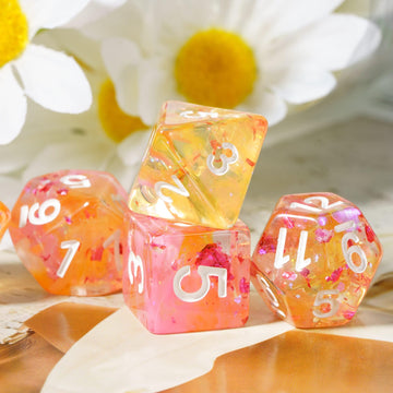 HDdais DND Dice Set, 7PCS Polyhedral Dice Set Filled with Red Foil for Dungeons and Dragons, D&D Dice for Role Playing Game and