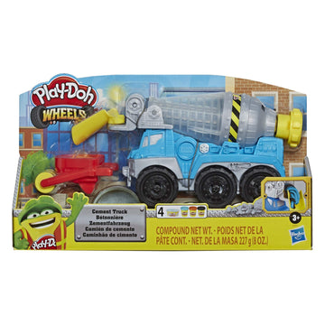 Play-Doh Wheels Cement Truck Toy for Kids Ages 3 & Up with Non-Toxic Cement-Colored Buildin Compound Plus 3 Colors