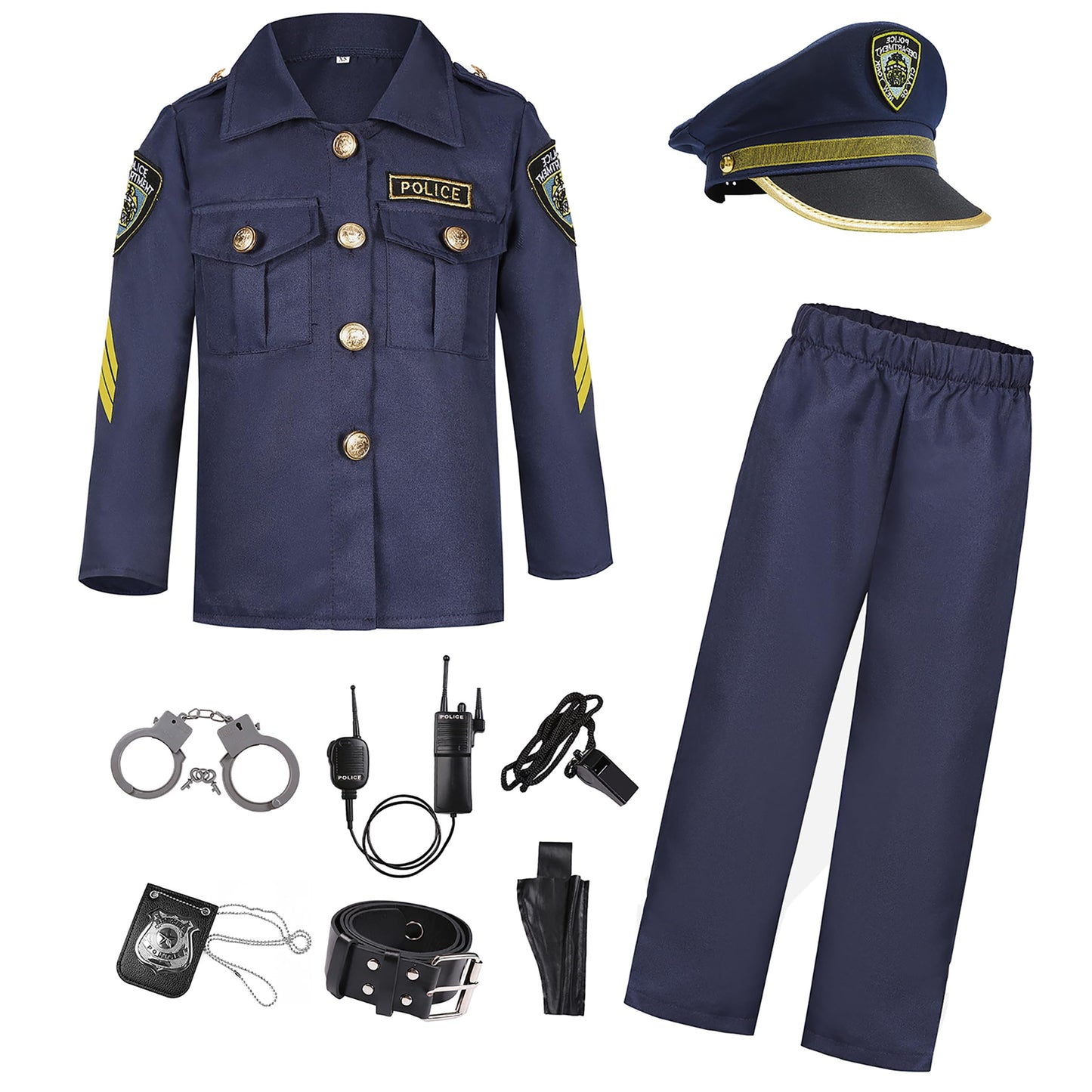 Ekoropshop Kids Police Officer Costume Set For Boys Cop Uniform Costume For Halloween Cosplay Party-L