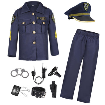 Ekoropshop Kids Police Officer Costume Set For Boys Cop Uniform Costume For Halloween Cosplay Party-Xs