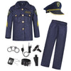 Ekoropshop Kids Police Officer Costume Set For Boys Cop Uniform Costume For Halloween Cosplay Party-S Blue