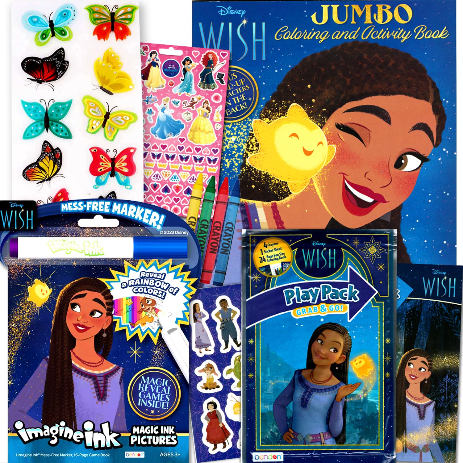 Disney Wish Coloring Book and Sticker Activity Set for Kids - Bundle with Disney Wish Book, Wish Imagine Ink, Wish Play Pack, St