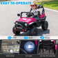 RunFast 24v Ride on Car with Remote Control Electric Ride on Toys Car for Kids 3-8 3.7mph Max Speed Battery Powered Large Seat with Safety Belt Aux Port Gift for Boy & Girl (Pink  24V)