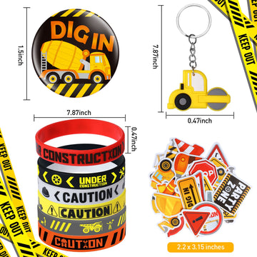 Construction Party Favors Construction Theme Birthday Party Supplies Mini Construction Vehicles Toy Rubber Bracelet Keychain Sta