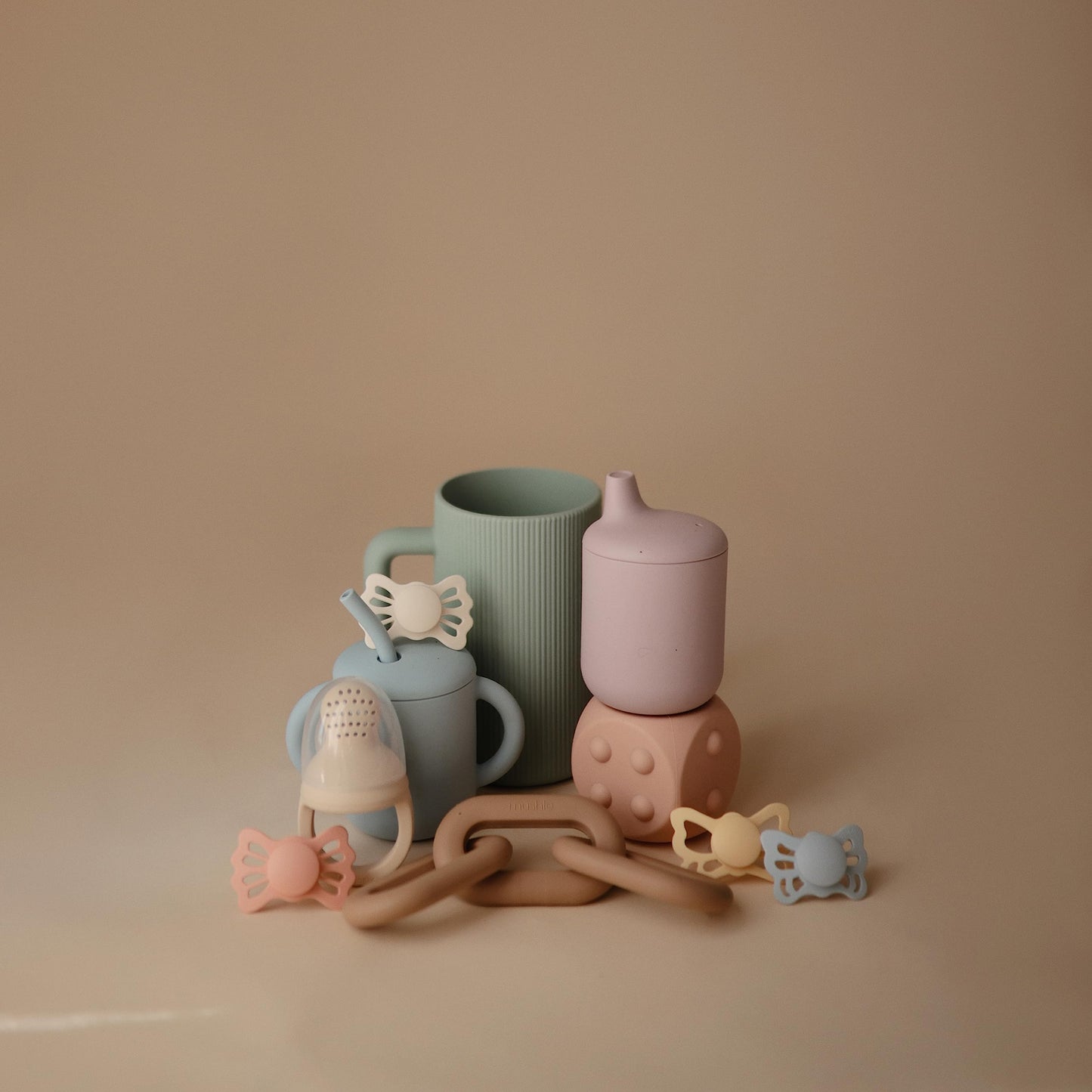 Mushie Silicone Baby Links Teether Toy (Natural)