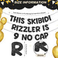 Fulmoon Pre Strung This Skibidi Rizzler Is 9 No Cap Glitter Banner 9th Birthday Party Decorations, Funny Birthday Sign, Party Su